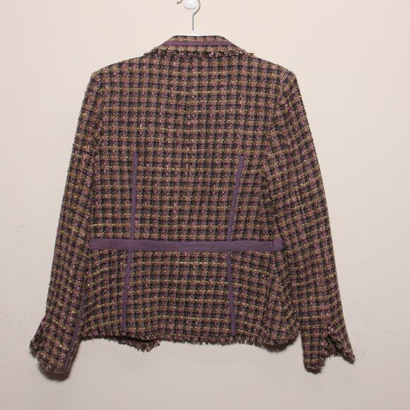 Vintage True Meaning Blazer Jacket Size Large Open front Plaid Peplum - Picture 2 of 10